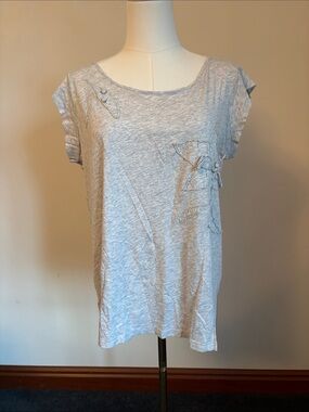 GAP Heather Gray Scoop Neck Short Sleeve Tee with Bow Detail